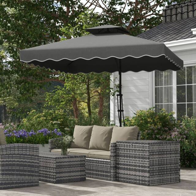 OUTSUNNY 2.5m Square Cantilever Garden Parasol Umbrella with Cross Base in Dark Grey - image 1