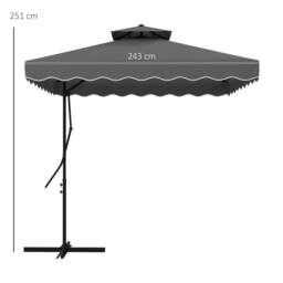 OUTSUNNY 2.5m Square Cantilever Garden Parasol Umbrella with Cross Base in Dark Grey - thumbnail 3