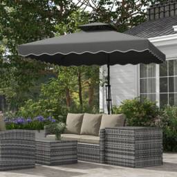 OUTSUNNY 2.5m Square Cantilever Garden Parasol Umbrella with Cross Base in Dark Grey - thumbnail 1