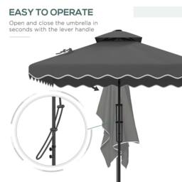 OUTSUNNY 2.5m Square Cantilever Garden Parasol Umbrella with Cross Base in Dark Grey - thumbnail 4