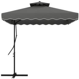 OUTSUNNY 2.5m Square Cantilever Garden Parasol Umbrella with Cross Base in Dark Grey - thumbnail 2