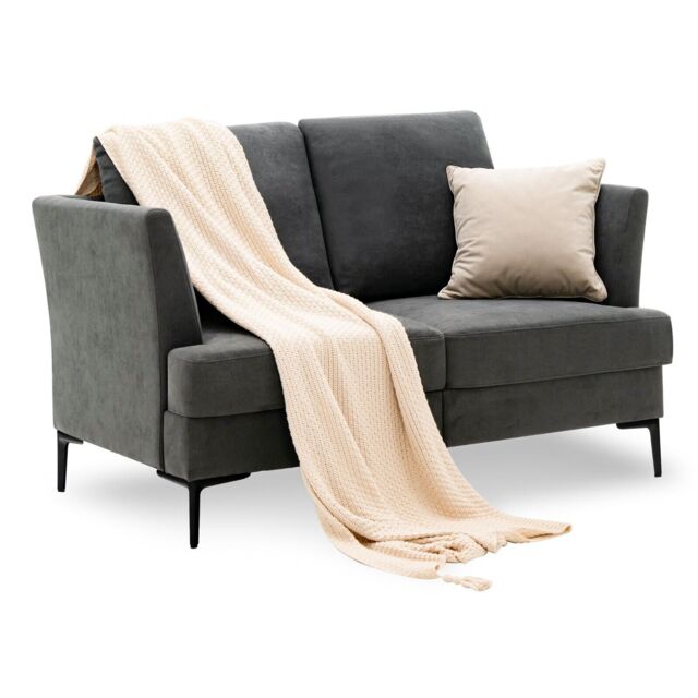Costway 2-Seater Sofa Modern Upholstered Loveseat Couch with Padded Cushions in Grey - image 1