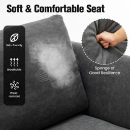Costway 2-Seater Sofa Modern Upholstered Loveseat Couch with Padded Cushions in Grey - thumbnail 6