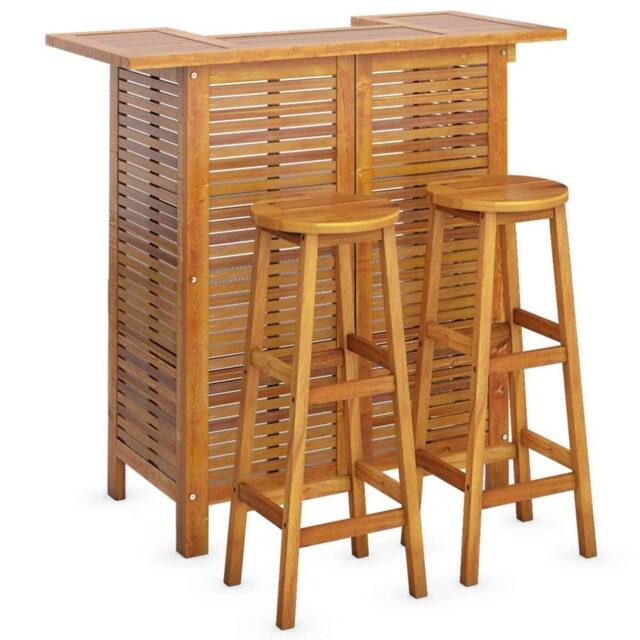 Berkfield Home Beautiful 3 Piece Garden Bar Set Solid Wood Acacia in Brown - image 1