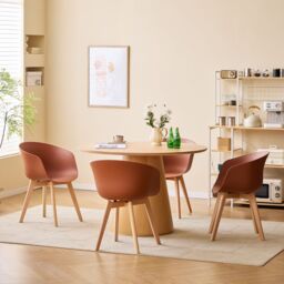 Nordlys Set of 4 Scandinavian Dining Chairs Wooden Legs in Terracotta - thumbnail 3