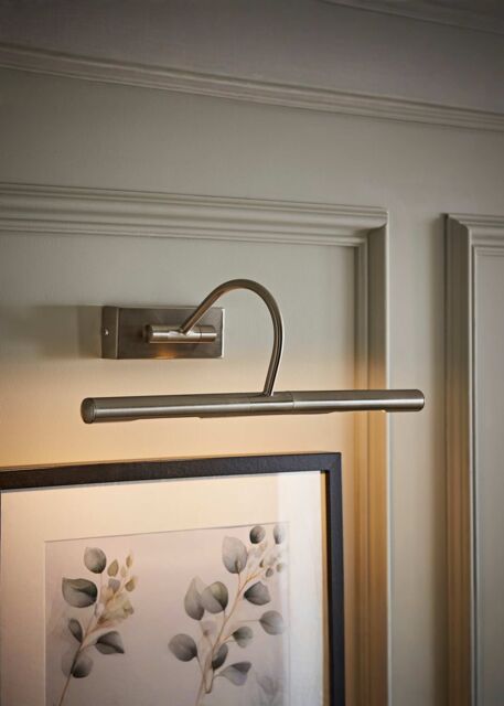 ValueLights Capri Brushed Chrome Adjustable Twin Bulb Picture Wired Wall Light in Metallic Silver - image 1