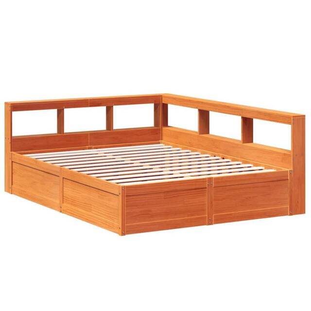 Berkfield Home Decorative Bookcase Bed without Mattress Wax Brown 140x200cm Soli - Size: 140x200 cm - image 1