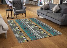 Benjamin Tate Design Tribal Art, Egyptian Vintage Ethnic Silhouettes Designer Rug in Natural - Size: Large - thumbnail 2