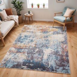 Livabliss Ankara - Abstract Grey Blue Modern Marble Living Dining Bedroom Rug - Size: 200 cm x 275 cm - thumbnail 8