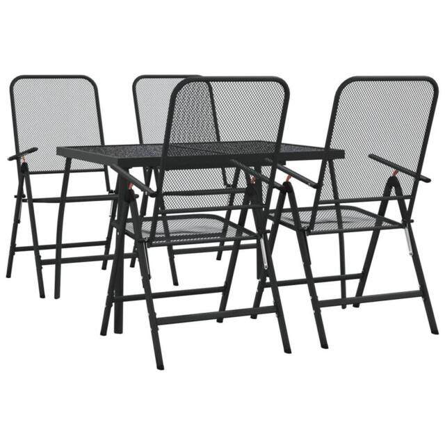 Berkfield Home 5 Piece Garden Dining Set Anthracite Metal Mesh in Black - image 1
