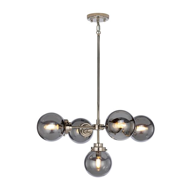Loops 5 Bulb Chandelier LIght Highly Polished Nickel LED E14 8W LED in Metallics