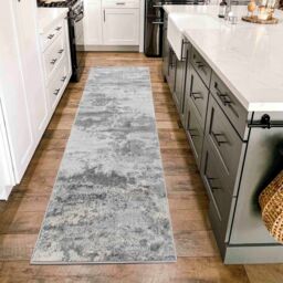 Desire Rugs Onyx Modern Abstract Area Rug - Stylish Sprayed Design for Elegant Interiors in Silver - Size: 60 cm x 220 cm - thumbnail 4