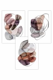 ARTZE Set of 3 Abstract Multi Purple Pink Orange Watercolour Shapes Art Posters - Size: W50 cm x H70 cm - thumbnail 1