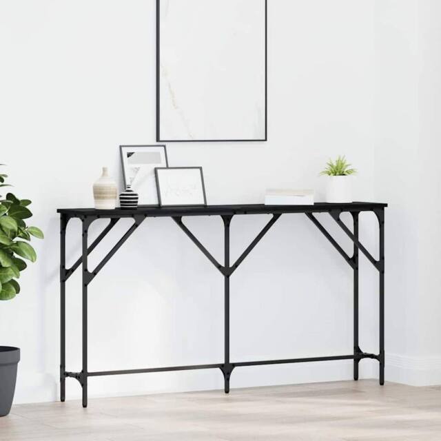 Berkfield Home Console Table Black Oak 140x23x75 cm Engineered Wood - Size: 140 x 23 x 75 cm - image 1