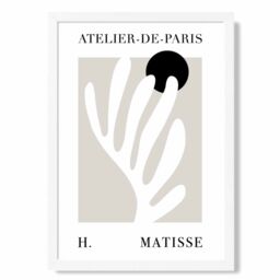 ARTZE Matisse Floral Cutout Beige & Black Exhibition Framed Print SIZE: A3 with White Frame - Size: A4 - thumbnail 1