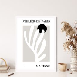 ARTZE Matisse Floral Cutout Beige & Black Exhibition Framed Print SIZE: A3 with White Frame - Size: A4 - thumbnail 2