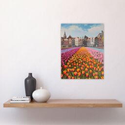 "Artery8 Amsterdam Tulip Fields Cityscape Painting Modern Wall Art Print - Size: W24"" x H32""" - thumbnail 4