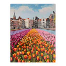 "Artery8 Amsterdam Tulip Fields Cityscape Painting Modern Wall Art Print - Size: W24"" x H32""" - thumbnail 1