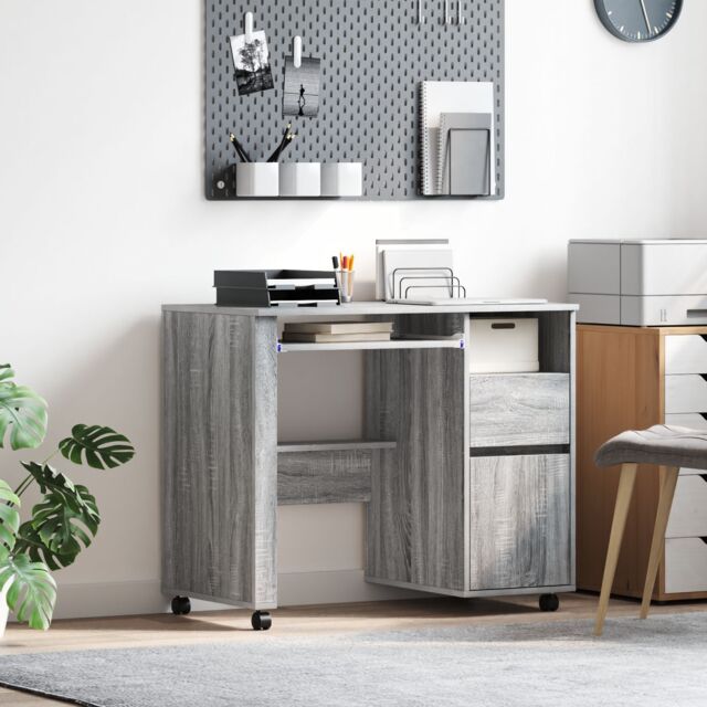 Berkfield Home Grey Computer Desk Grey Sonoma Engineered Wood Medium - image 1