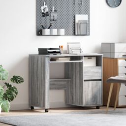 Berkfield Home Grey Computer Desk Grey Sonoma Engineered Wood Medium