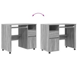 Berkfield Home Grey Computer Desk Grey Sonoma Engineered Wood Medium - thumbnail 9