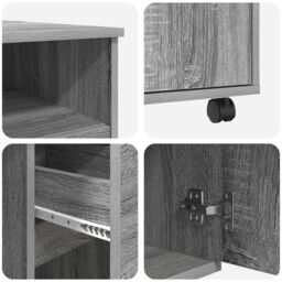 Berkfield Home Grey Computer Desk Grey Sonoma Engineered Wood Medium - thumbnail 8