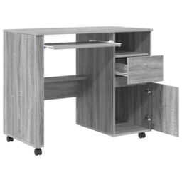 Berkfield Home Grey Computer Desk Grey Sonoma Engineered Wood Medium - thumbnail 4