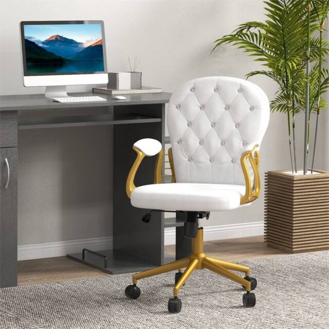 Havendro Luxury Padded Velour Office Chair 360° Swivel Cream White - Size: 100 cm x 15 cm - image 1