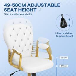 Havendro Luxury Padded Velour Office Chair 360° Swivel Cream White - Size: 100 cm x 15 cm - thumbnail 5