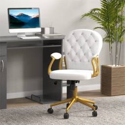Havendro Luxury Padded Velour Office Chair 360° Swivel Cream White - Size: 100 cm x 15 cm - thumbnail 1