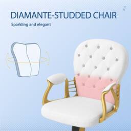 Havendro Luxury Padded Velour Office Chair 360° Swivel Cream White - Size: 100 cm x 15 cm - thumbnail 3