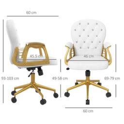 Havendro Luxury Padded Velour Office Chair 360° Swivel Cream White - Size: 100 cm x 15 cm - thumbnail 2