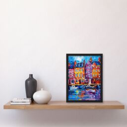 Artery8 Colourful Scarborough Harbour Yorkshire Painting Framed Art Print - Size: A4 - thumbnail 4