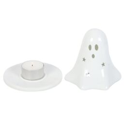 Something Different Ceramic Ghost Tealight & Incense Cone Holder in White - thumbnail 2