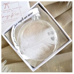 Amaya Rose Ltd In Memory of Dad Feather Round Bauble Gift Boxed. Memorial Christmas Décor in Clear - thumbnail 9