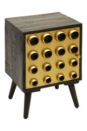 Orsina Storage Cabinets, Black Mango Wood with Warm Metallic Finish, One Door Storage & Modern Shelving Space in Gold - thumbnail 4