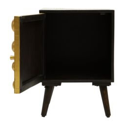 Orsina Storage Cabinets, Black Mango Wood with Warm Metallic Finish, One Door Storage & Modern Shelving Space in Gold - thumbnail 3