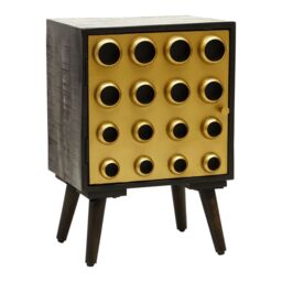 Orsina Storage Cabinets, Black Mango Wood with Warm Metallic Finish, One Door Storage & Modern Shelving Space in Gold - thumbnail 2
