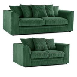 Furniture 786 Hannah Jumbo Cord 3+2 Seater Sofa Set in Green - thumbnail 2