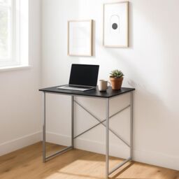 Harbour Housewares Wooden Office Desk - PC Computer Laptop Compact Workstation Study Desk in Black - thumbnail 5