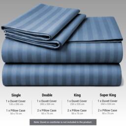 Pamposh Satin Stripes Duvet Cover Set Reversible Bedding Sets in Blue - Size: Super King - thumbnail 8