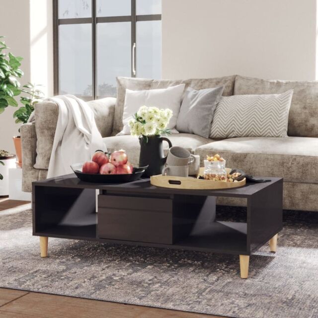 Berkfield Home Coffee Table High Gloss Grey 103.5x60x35 cm Engineered Wood - image 1