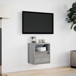 Berkfield Home TV Wall Cabinet with LED Lights Grey Sonoma 41x31x45 cm - Size: 41 x 31 x 45 cm - thumbnail 4
