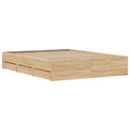 Berkfield Home Modern Bed Frame with Drawers without Mattress Sonoma Oak 140x200 cm in Tan - thumbnail 8
