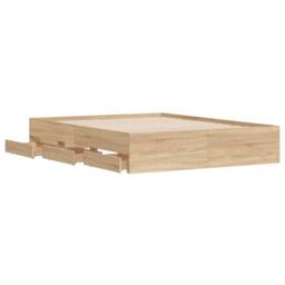 Berkfield Home Modern Bed Frame with Drawers without Mattress Sonoma Oak 140x200 cm in Tan - thumbnail 5