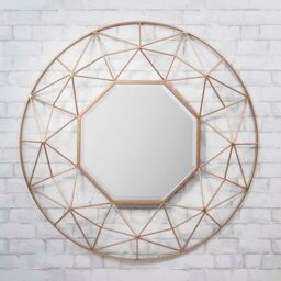 Agenzia 14 Modern 3D Gold Metal Frame Round Mirror 88.5cm Diameter - Size: Large - thumbnail 2