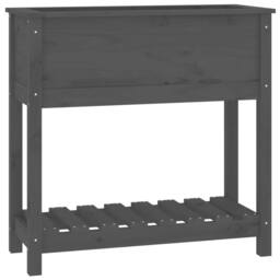 Berkfield Home Planter with Shelf Grey 82.5x34.5x81 cm Solid Wood Pine - thumbnail 3