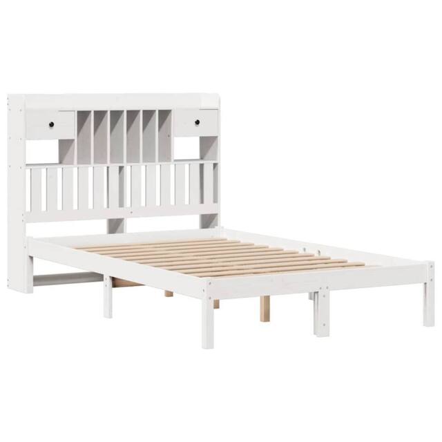 Berkfield Home Decorative Bookcase Bed without Mattress White 135x190 cm Double - image 1