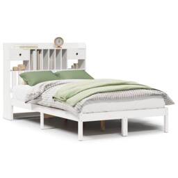 Berkfield Home Decorative Bookcase Bed without Mattress White 135x190 cm Double - thumbnail 3