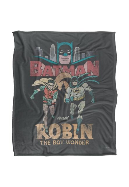 Warner Brothers Batman Classic Tv Batman & Robin Characters Officially Licensed Silky Touch Super Soft Throw Blanket 152 x 127 cm in White - image 1